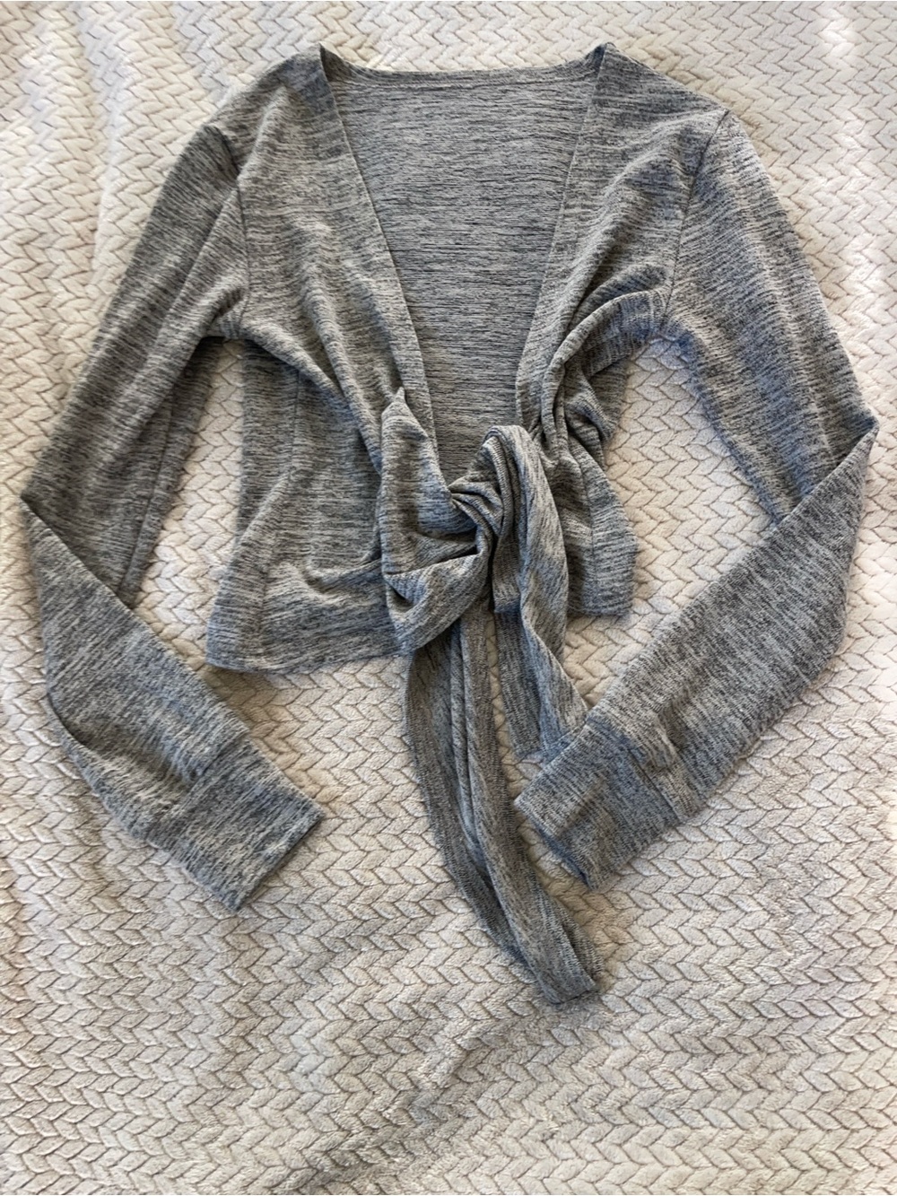 NVGTN Heather Gray Tie-Front Lightweight Cardigan